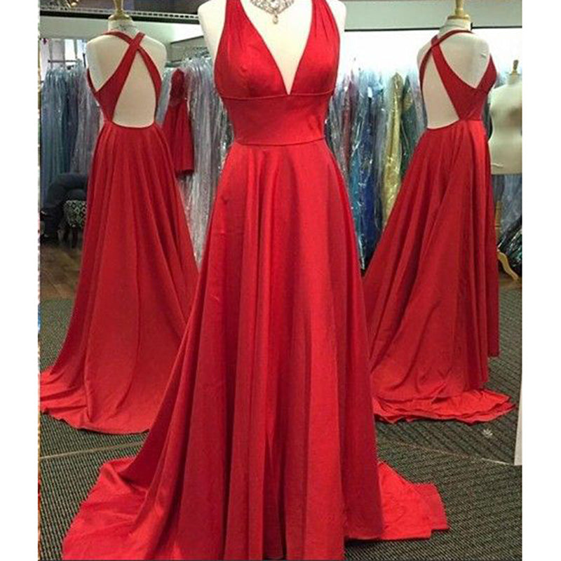 Siaoryne LP038 Formal Gowns Sexy V Neck Red prom Dress long evening gowns