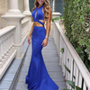 Enchanting Royal Blue Halter Evening Dresses Mermaid Satin Prom Gown Vestido De Festa 2020
