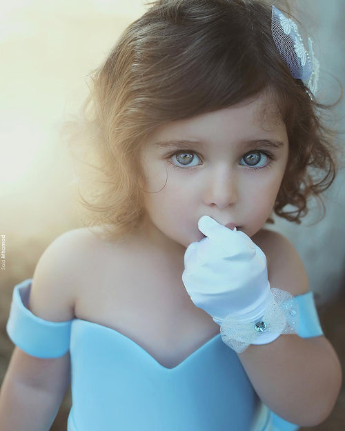 Siaoryne Flower Girl Dresses Blue Ball Gown Child Evening Party Gowns with Bow first communion dresses for girls