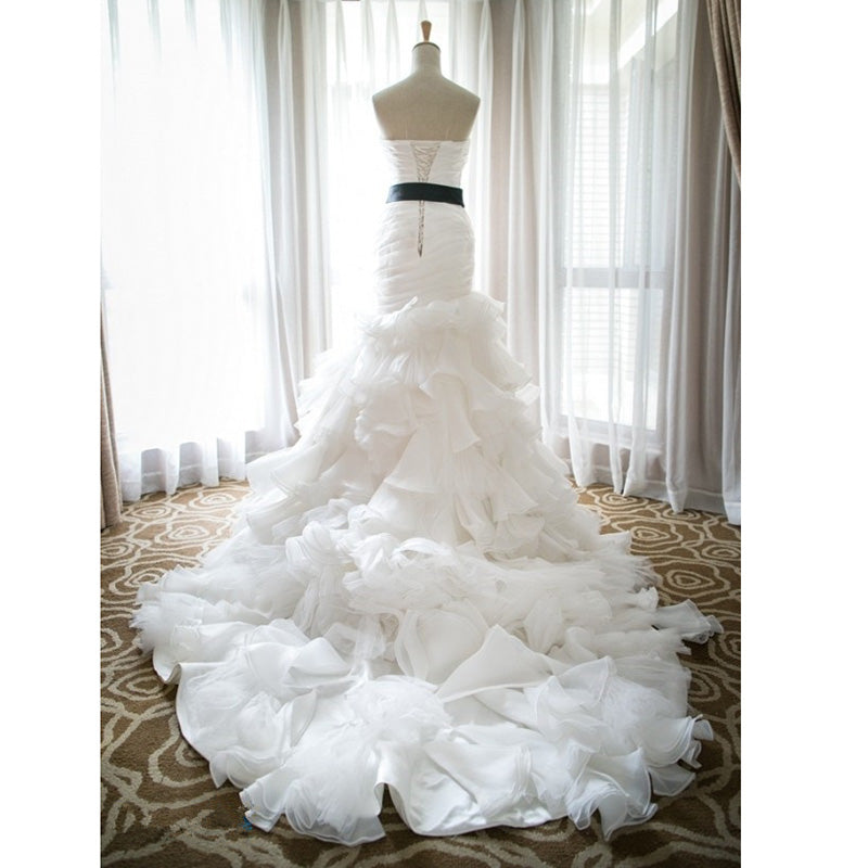 WD5666 Classic Sweetheart Tiered Mermaid Wedding Dress Sexy Bridal Dress 2018 with Belt