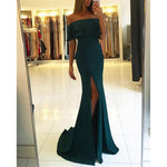Off the Shoulder sexy High Slit Prom Dresses Mermaid Formal Party Long Dresses