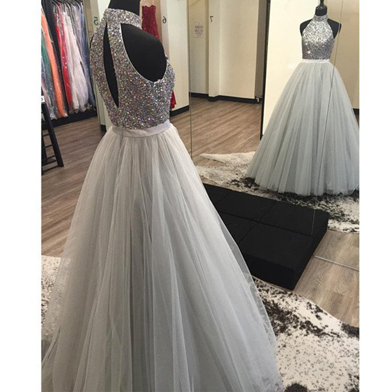 LP7845 High High A Line Tulle Prom Dress Long Beaded Formal Gown,Senior Prom 2018 Vestido De Festa for Girls