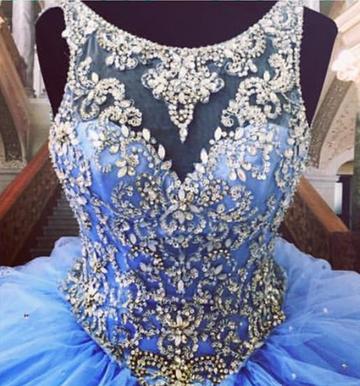 Blue Ball Gown Quinceanera Dress Sweet girl 16 Party Gown with Beading PL2226