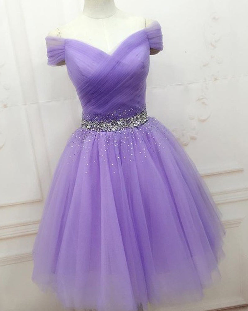 Cute Yellow Off The Shoulder Tulle ALine Short 8th Grade Homecoming Dress Birthday Dress main image 0