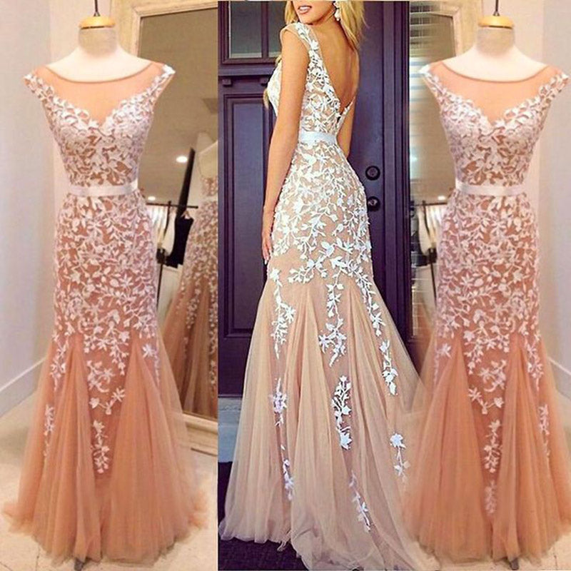 Siaoryne Sexy Mermaid Prom Dress Fishtail Formal Evening Dresses Lace