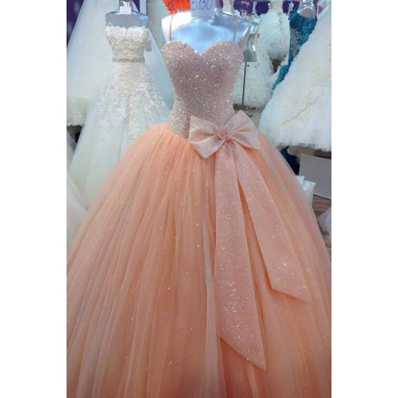 Glamorous Ball Gown Prom Gown Spaghetti Straps Sweet 16 Quinceanera Dresses with Beading