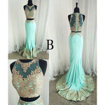 Halter Appliqued Crop Top Prom Dresses mermaid Long Formal Gowns Graduation Dresses 2020