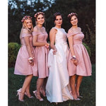LP03372 Dust Pink Junior Short Bridesmaid Dress Knee length Girls Wedding Party formal Gown 2018