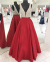 LP3358 Gorgeous Turquiose A Line Satin Senior Prom Dress 2018  Deep V neck Formal evening Gown