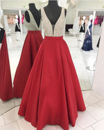 LP3358 Gorgeous Turquiose A Line Satin Senior Prom Dress 2018  Deep V neck Formal evening Gown