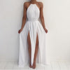 Halter White Dress Summer Party Gown with Sexy Slits Long Evening Dresses