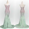 LP7477 Luxury Heavy Ombre  Beading Crystal Formal Dress Sweetheart Mermaid Slit Evening Gown Vestido De Festa
