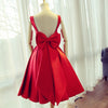 Red Short Party Dress Girls Graduation Short homecoming Gown with Bow Junior 8th Grade Prom Dress