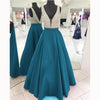 LP3358 Gorgeous Turquiose A Line Satin Senior Prom Dress 2018  Deep V neck Formal evening Gown