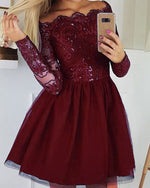 Cute Burgundy /Navy Blue Short Homecoming Dresses Long Sleeves Coctail Party Gown SP102191