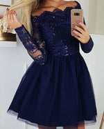 Cute Burgundy /Navy Blue Short Homecoming Dresses Long Sleeves Coctail Party Gown SP102191