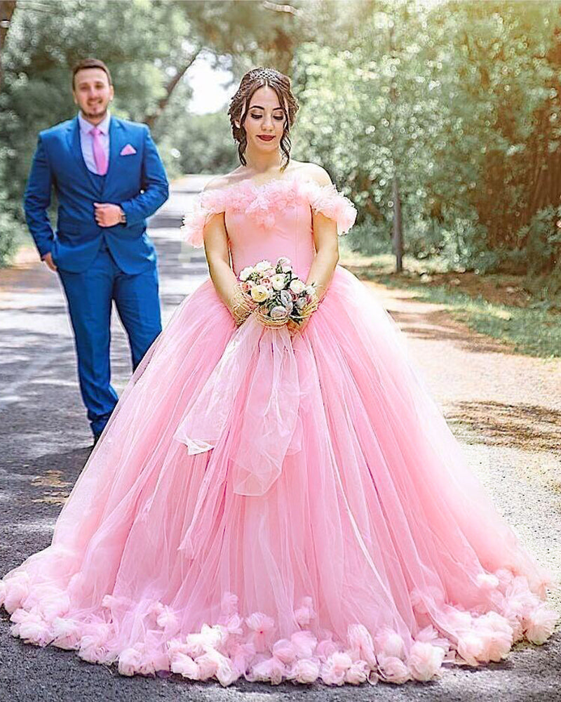 Women Fashion Off the Shoulder Colored Puffy Bridal Ball Gown Pink Wed Siaoryne Women Fashion Off the Shoulder Colored Puffy Bridal Ball Gown Pink Wed Siaoryne