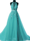 LP3285 Lotus Pink  A Line Tulle Lace Halter Prom Dress ,Long Formal Gowns 2018 vestido formatura Pageant Gown