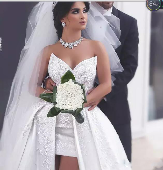 Gorgeous Sweetheart Front Short Long Back wedding Dresses,high low bridal gown