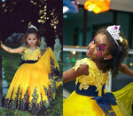 LP1332 Yellow and Black Flower Girl Dress Child Pageant Dress Lace little Girl Birthday party Gown