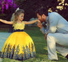 LP1332 Yellow and Black Flower Girl Dress Child Pageant Dress Lace little Girl Birthday party Gown