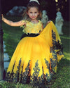 LP1332 Yellow and Black Flower Girl Dress Child Pageant Dress Lace little Girl Birthday party Gown
