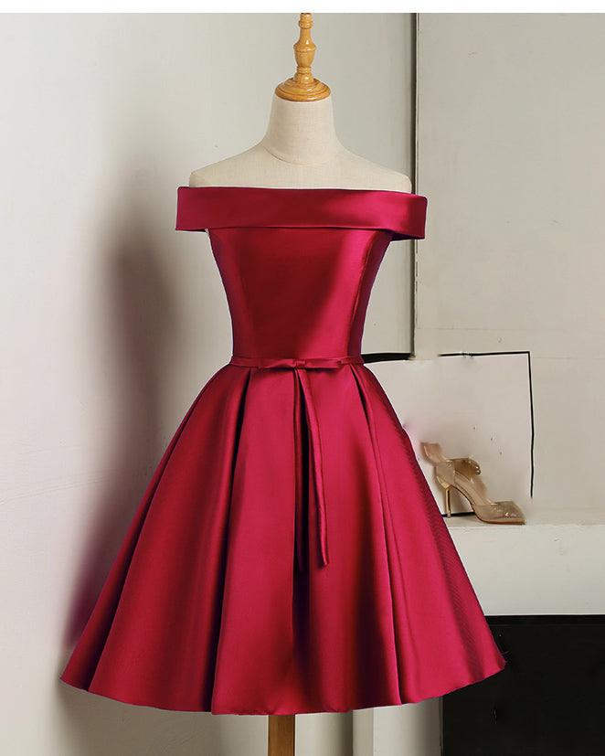 Gold Color Short Party Dresses A Line Satin Semi Formal Gown Cocktail homecoming Dress SP078