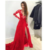 LP3380 Long Sleeves See through Black Lace Evening Dresses 2022 Sexy Slit Formal Prom Gown