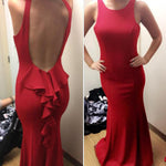 LP5556 Scoop Neck Spandex Jersey Burgundy Evening Dress Long Fitted Gown Women Sexy Formal Dresses 2018