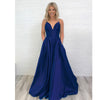Dark Red Spaghetti Prom Dress Long Girls Graduation Gown A Line Formal Wear