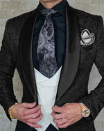 Royal Blue Shawl Lapel Pattern Wedding Suits Groomsmen Tuxedo SP451(jacket+vest+pants)