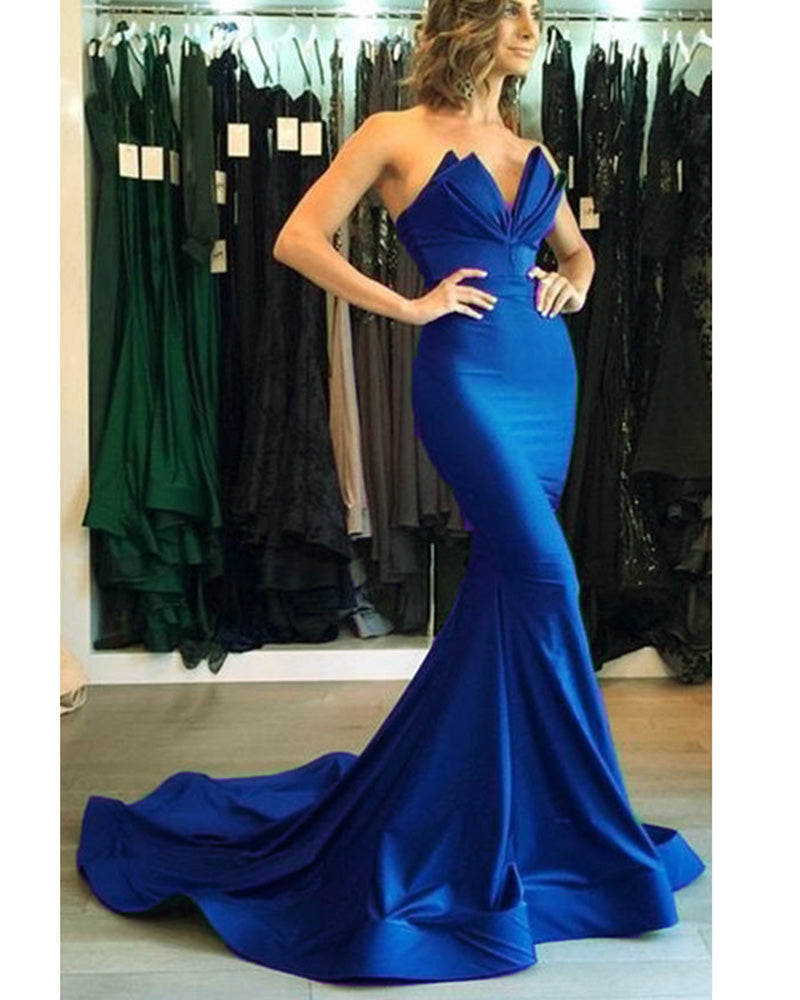 Elegant Strapless Burgundy Mermaid Evening Dresses Long Women PL221