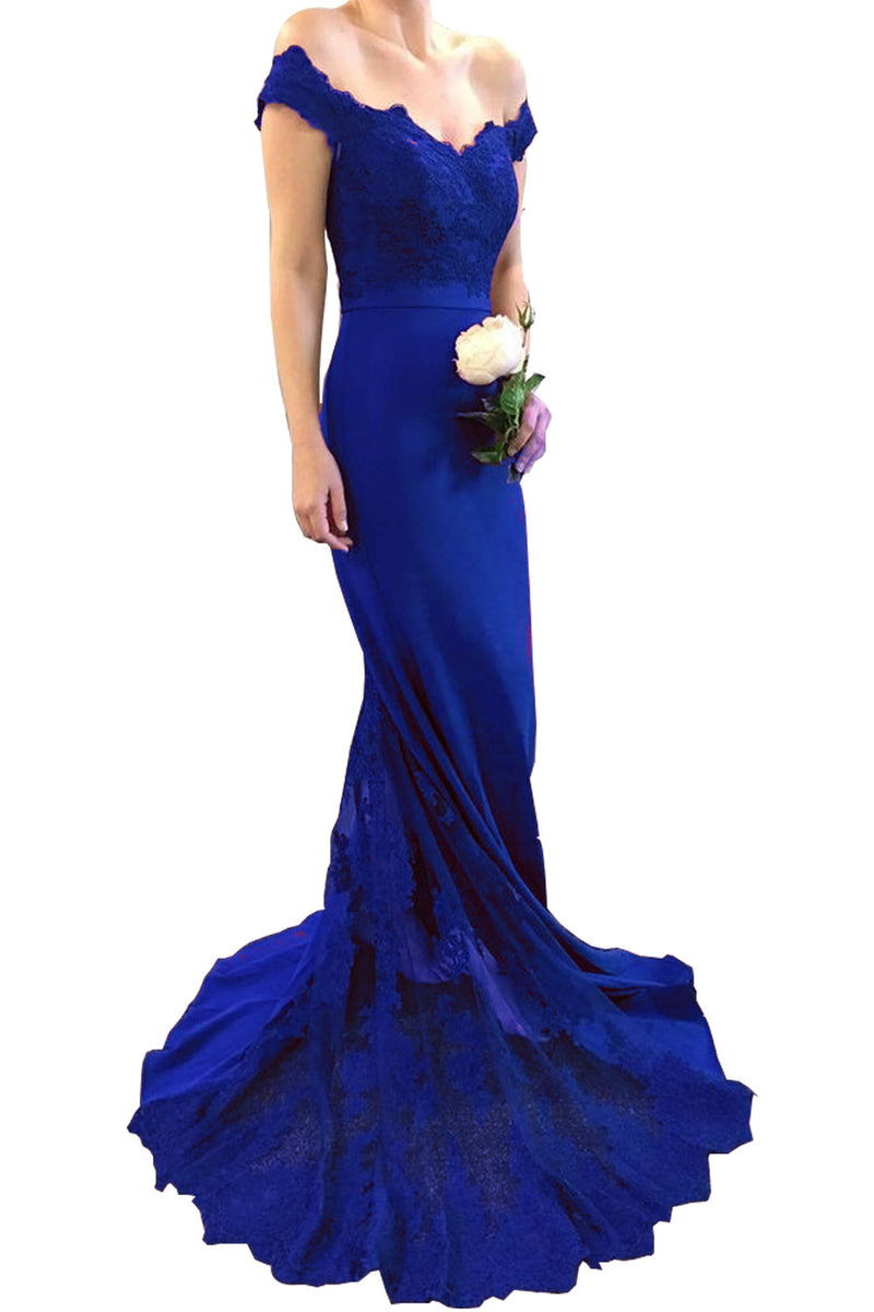 Red Prom Dress Jersey Long Women  Formal Wear with Lace Appliqued LP3241