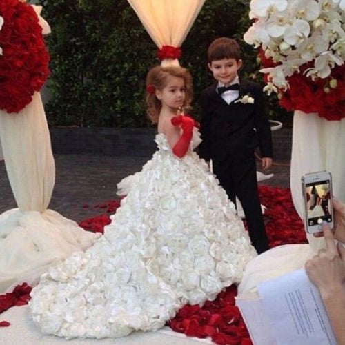 White flower girls dresses for party and wedding ,first communion dresses for girls,Floral flower girl dresses