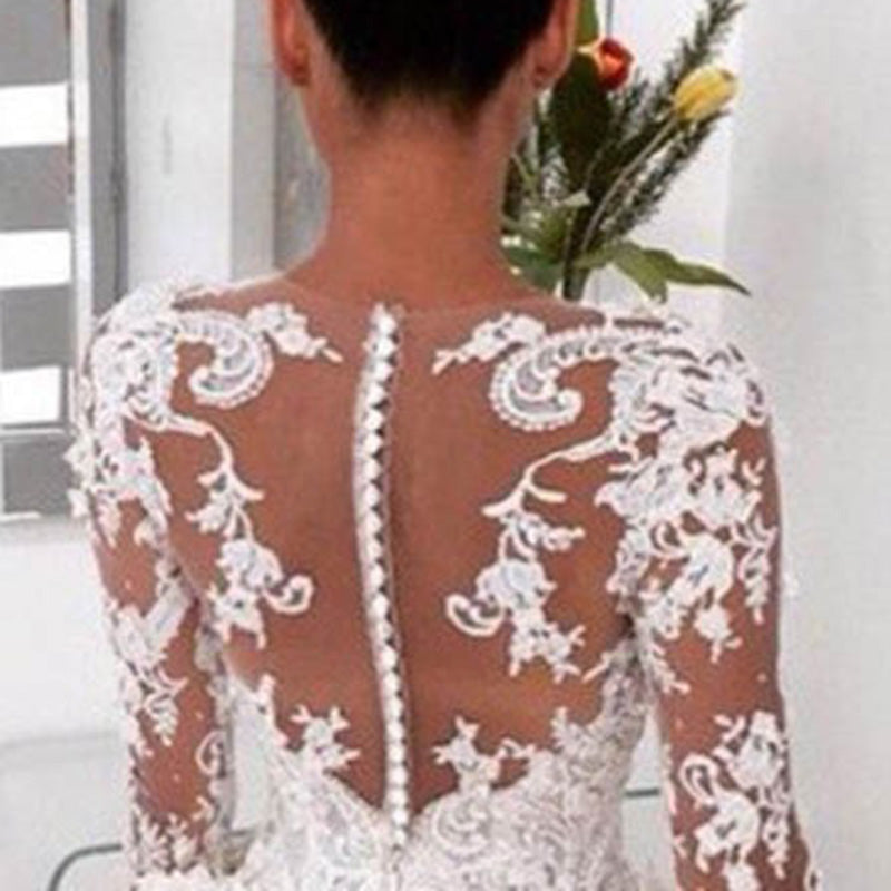 Luxury Ball Gown Lace Long Sleeves Wedding Dresses vestido de boda princesa 2018 Bridal Dress