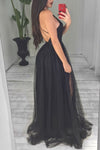 Sexy Women V Neck Black Evening Party Dress Long Prom Gown Vestido Longo PL0902