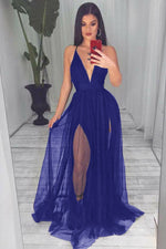 Sexy Women V Neck Black Evening Party Dress Long Prom Gown Vestido Longo PL0902