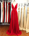 Elegant Red Long Prom Dress Sexy V Neck Split Leg PL10505