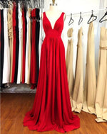 Elegant Red Long Prom Dress Sexy V Neck Split Leg PL10505