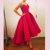 Siaoryne LP0830 Sweetheart High Low Satin A Line Prom Dresses Red