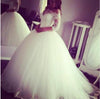 Custom Made Off the Shoulder Long Sleeves Vintage Ball Gown Bridal Dress Romantic Tulle White Wedding Dress WD0530