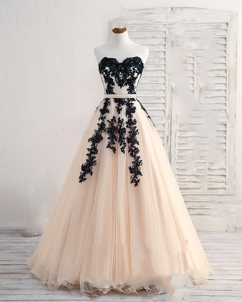 LP3373 Tea Length Champagne and Black Lace Wedding Party Gown Formal Prom Dress Short 2022